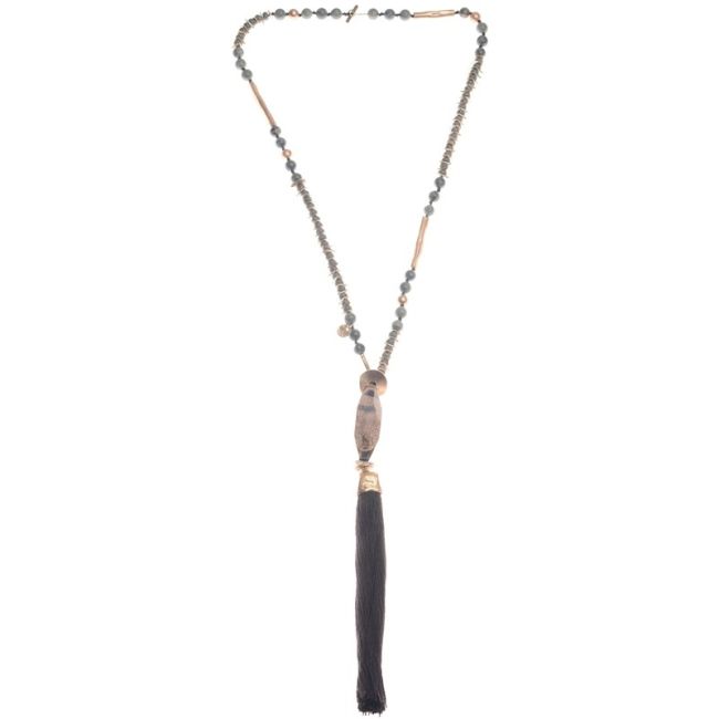 COLLAR LARGO COLGANTE FLECO PIEDRAS