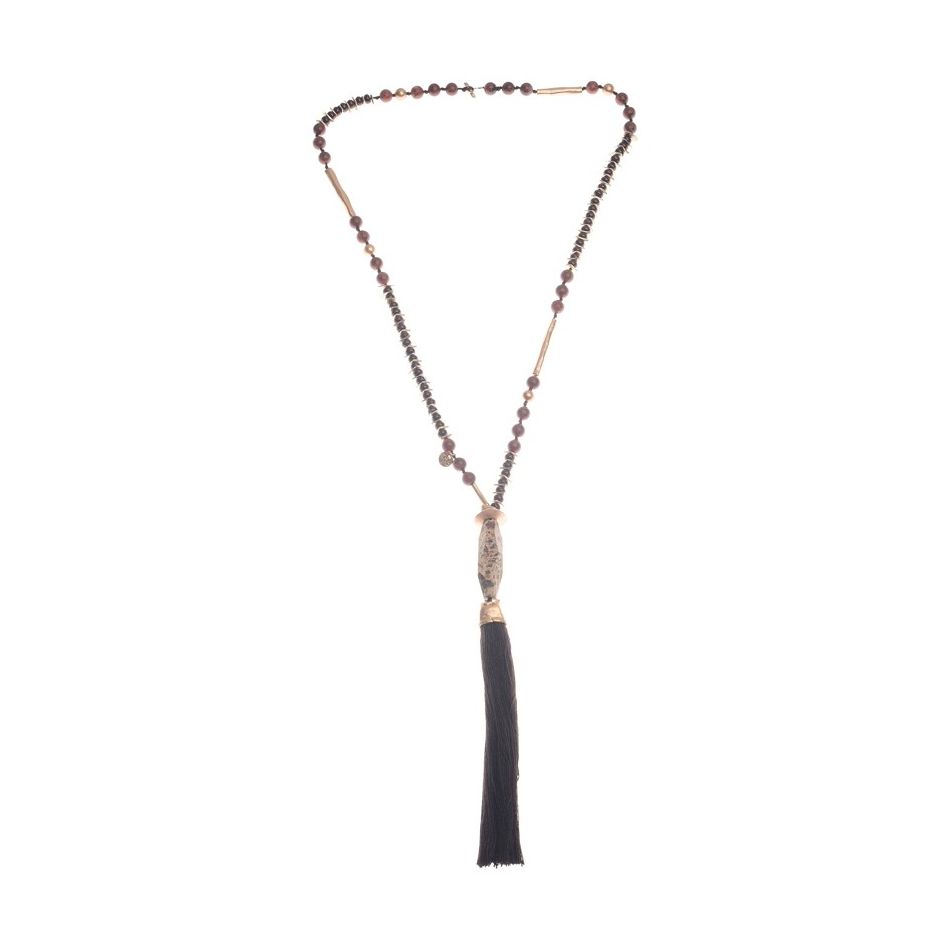 COLLAR LARGO COLGANTE FLECO PIEDRAS