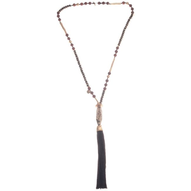COLLAR LARGO COLGANTE FLECO PIEDRAS