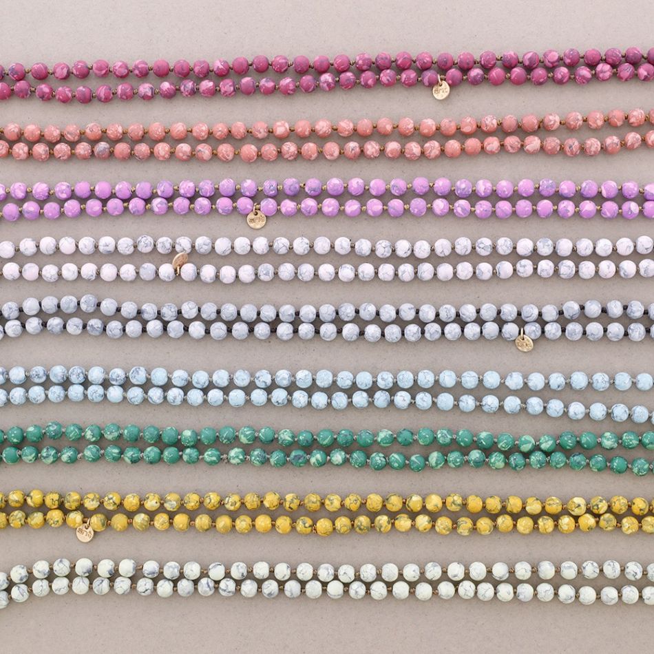 COLLAR LARGO BOLAS ESTAMPADAS NUDOS 1.2M*8MM