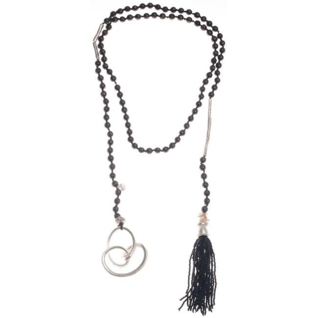 COLLAR LARGO PIEDRAS COLGANTE FLECO