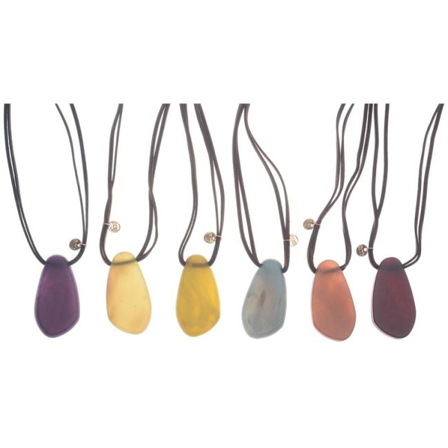 IRREGULAR RESIN DROP PENDANT LONG NECKLACE
