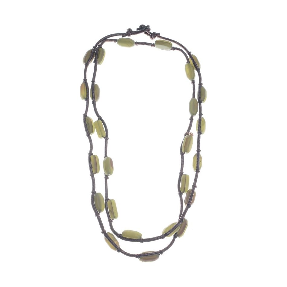 COLLAR LARGO CUENTAS RESINA ANUDADAS