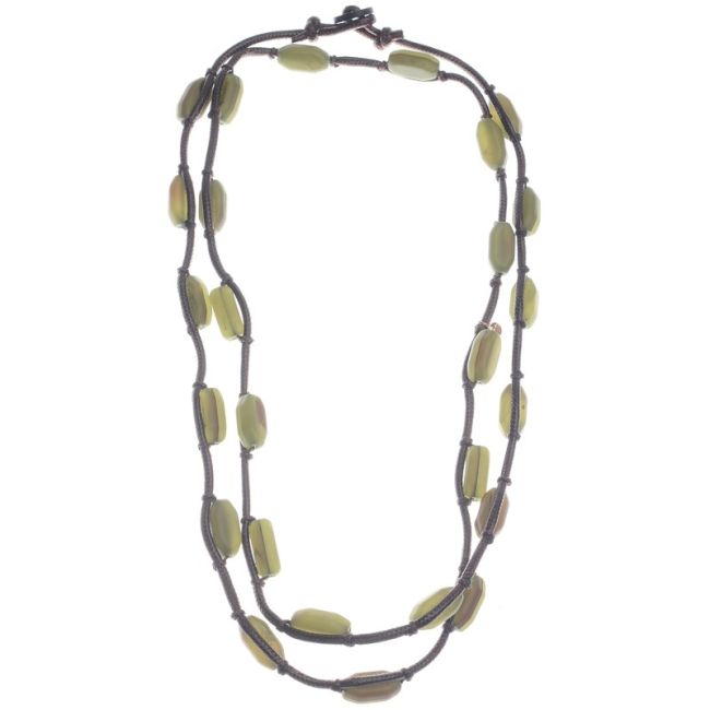 COLLAR LARGO CUENTAS RESINA ANUDADAS
