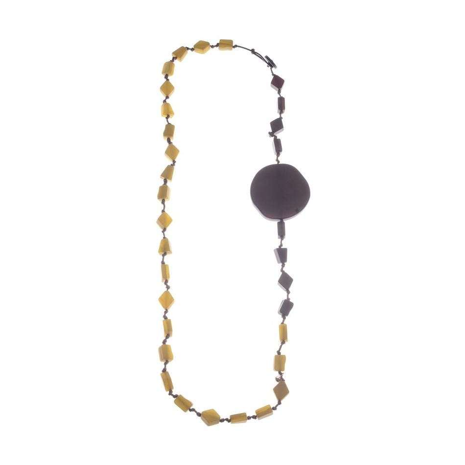 COLLAR LARGO CUENTAS MEDALLÓNES RESINA