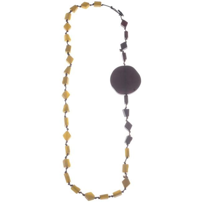 COLLAR LARGO CUENTAS MEDALLÓNES RESINA