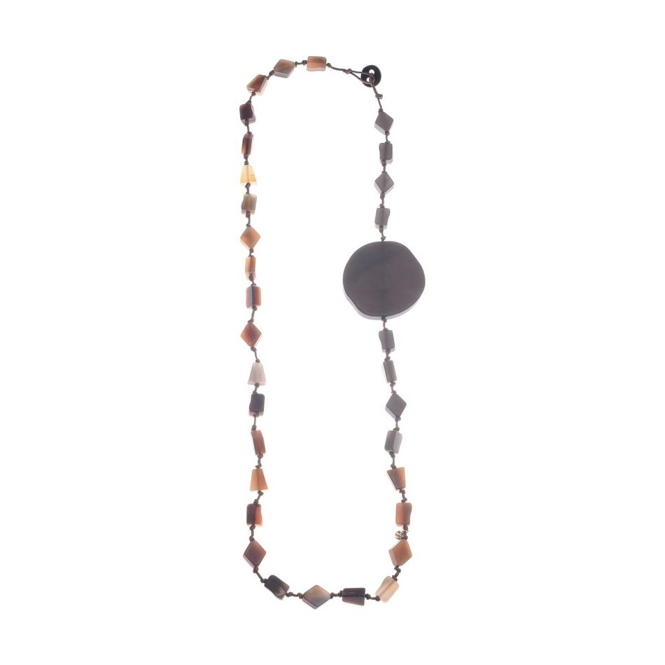 COLLAR LARGO CUENTAS MEDALLÓNES RESINA
