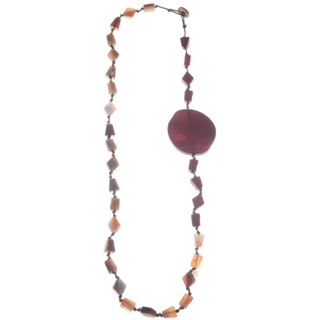COLLAR LARGO CUENTAS MEDALLÓNES RESINA
