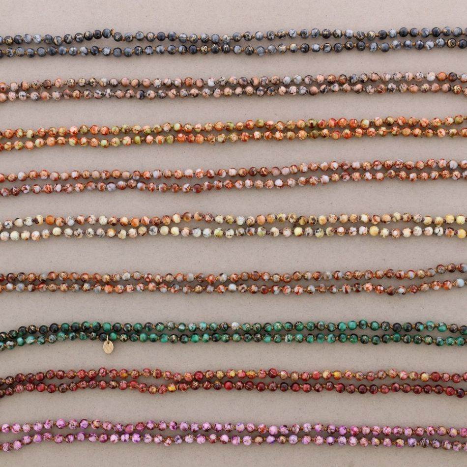 LONG NECKLACE PRINTED BALLS KNOTS 1.5M*6MM