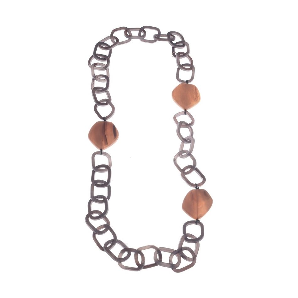 LONG RESIN BEADS LINK NECKLACE