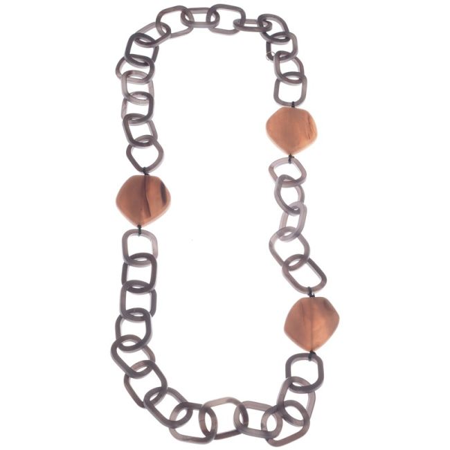 LONG RESIN BEADS LINK NECKLACE