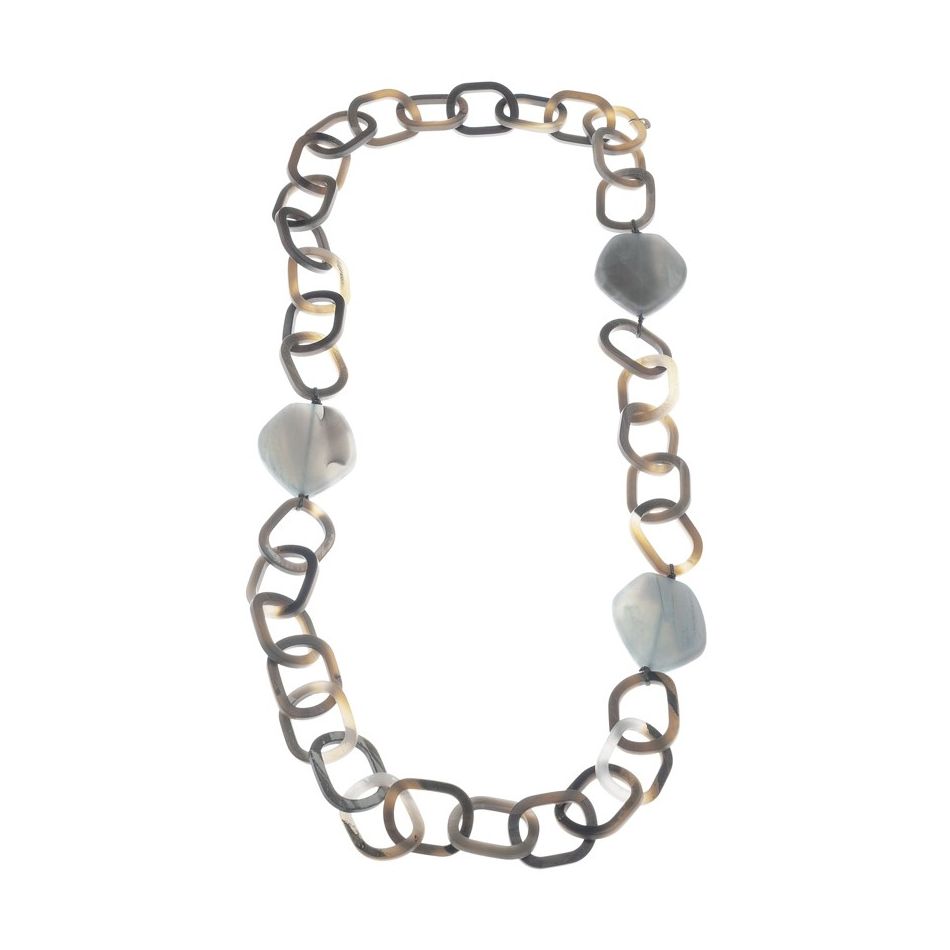 COLLAR LARGO ESLABONES CUENTAS RESINA