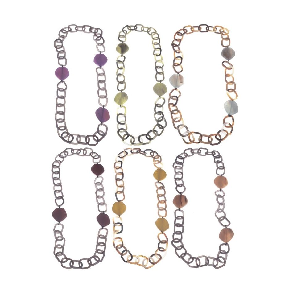LONG RESIN BEADS LINK NECKLACE