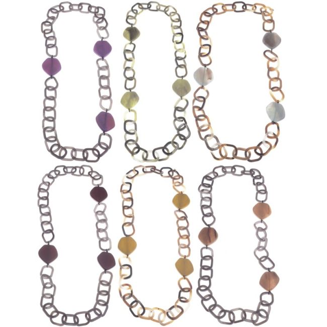 LONG RESIN BEADS LINK NECKLACE