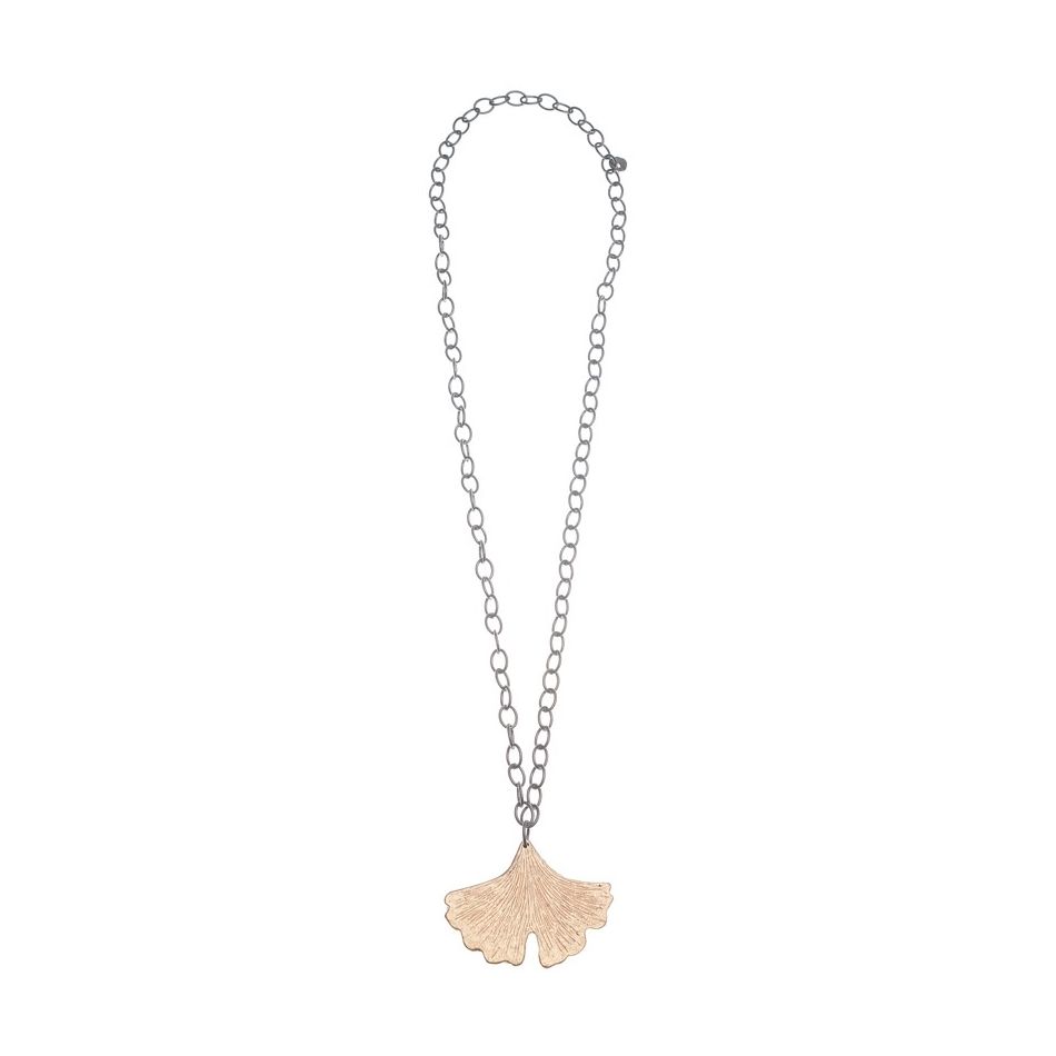 METAL LEAF PENDANT CHAIN LONG NECKLACE