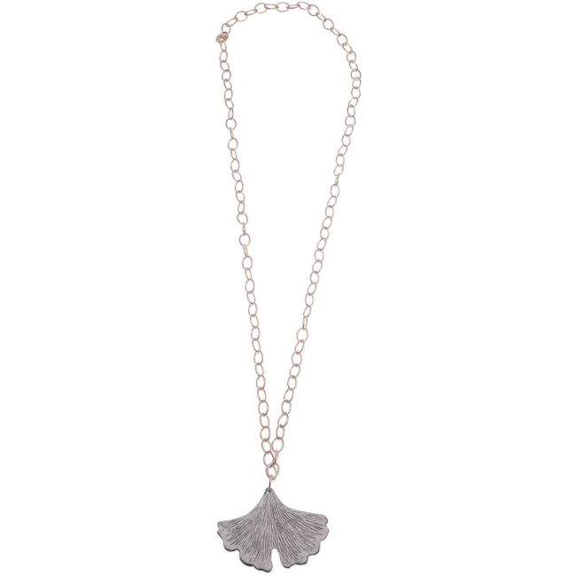 METAL LEAF PENDANT CHAIN LONG NECKLACE