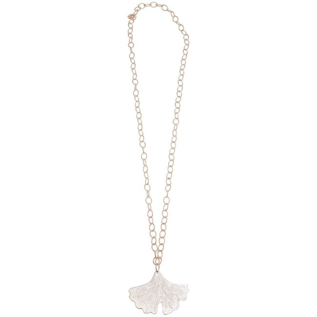 METAL LEAF PENDANT CHAIN LONG NECKLACE