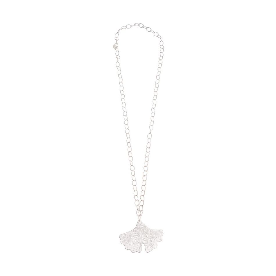 METAL LEAF PENDANT CHAIN LONG NECKLACE