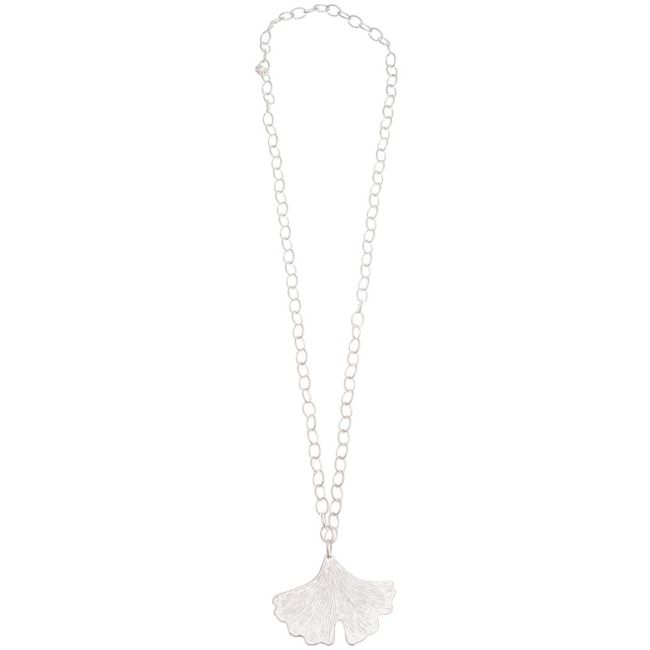 METAL LEAF PENDANT CHAIN LONG NECKLACE