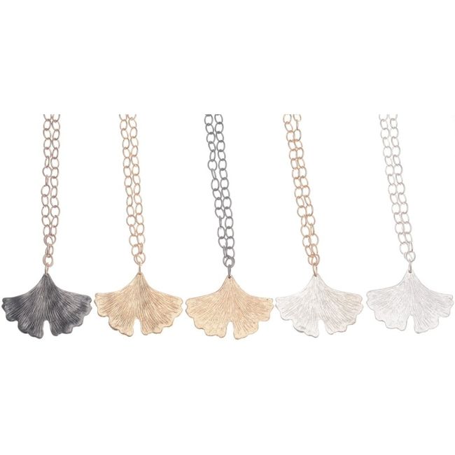COLLAR LARGO CADENA COLGANTE HOJA METAL