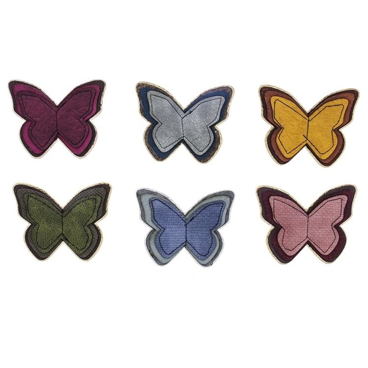 IMITATION LEATHER METAL BUTTERFLY BROOCH 2