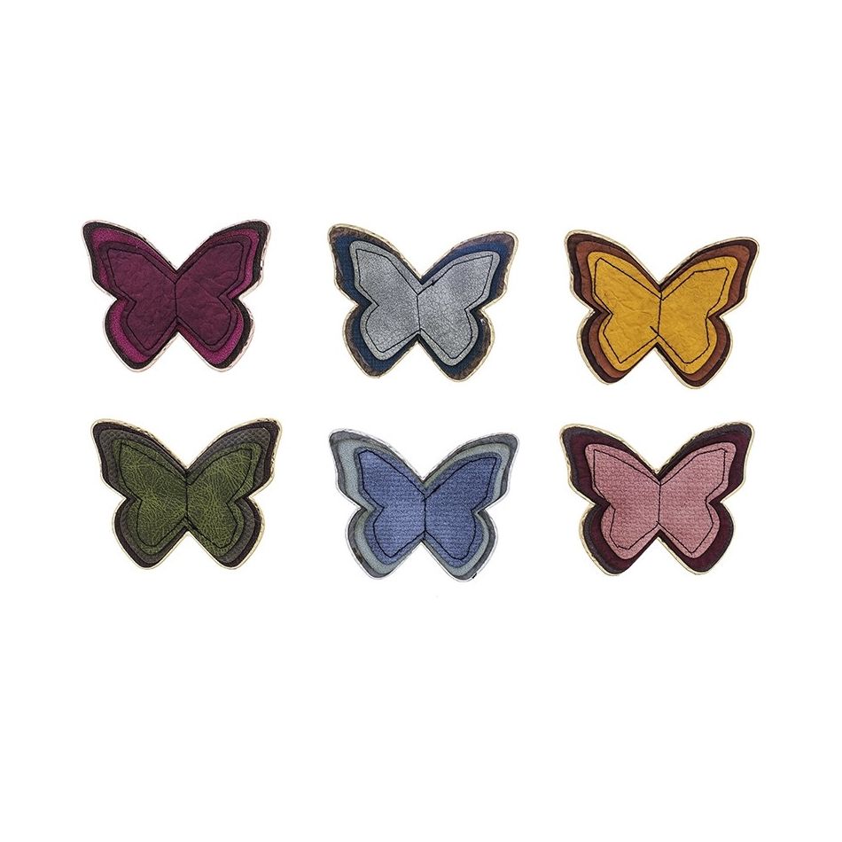 IMITATION LEATHER METAL BUTTERFLY BROOCH