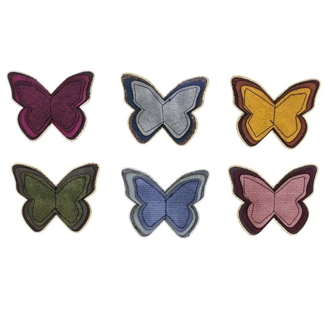 IMITATION LEATHER METAL BUTTERFLY BROOCH