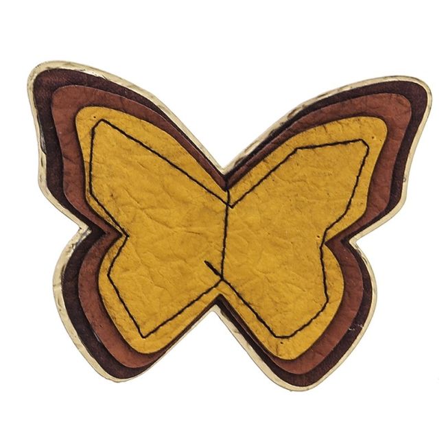 IMITATION LEATHER METAL BUTTERFLY BROOCH