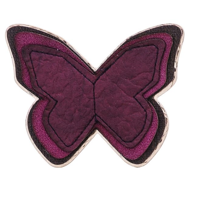 IMITATION LEATHER METAL BUTTERFLY BROOCH