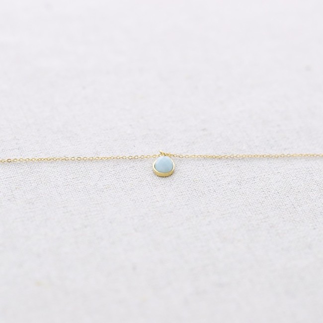 STEEL SHORT NECKLACE WITH DROP PENDANT WITH FACETED STONE