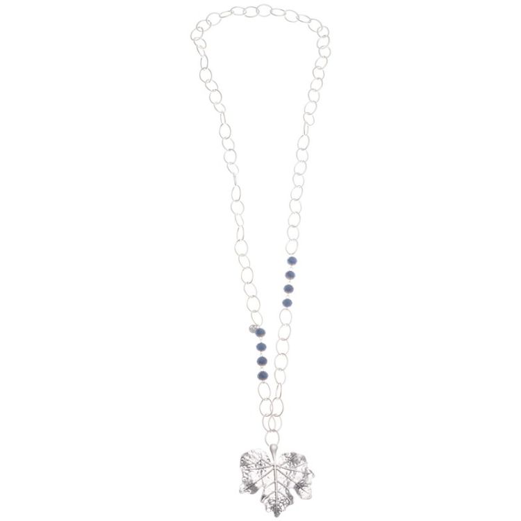 METAL LEAF PENDANT LONG NECKLACE
