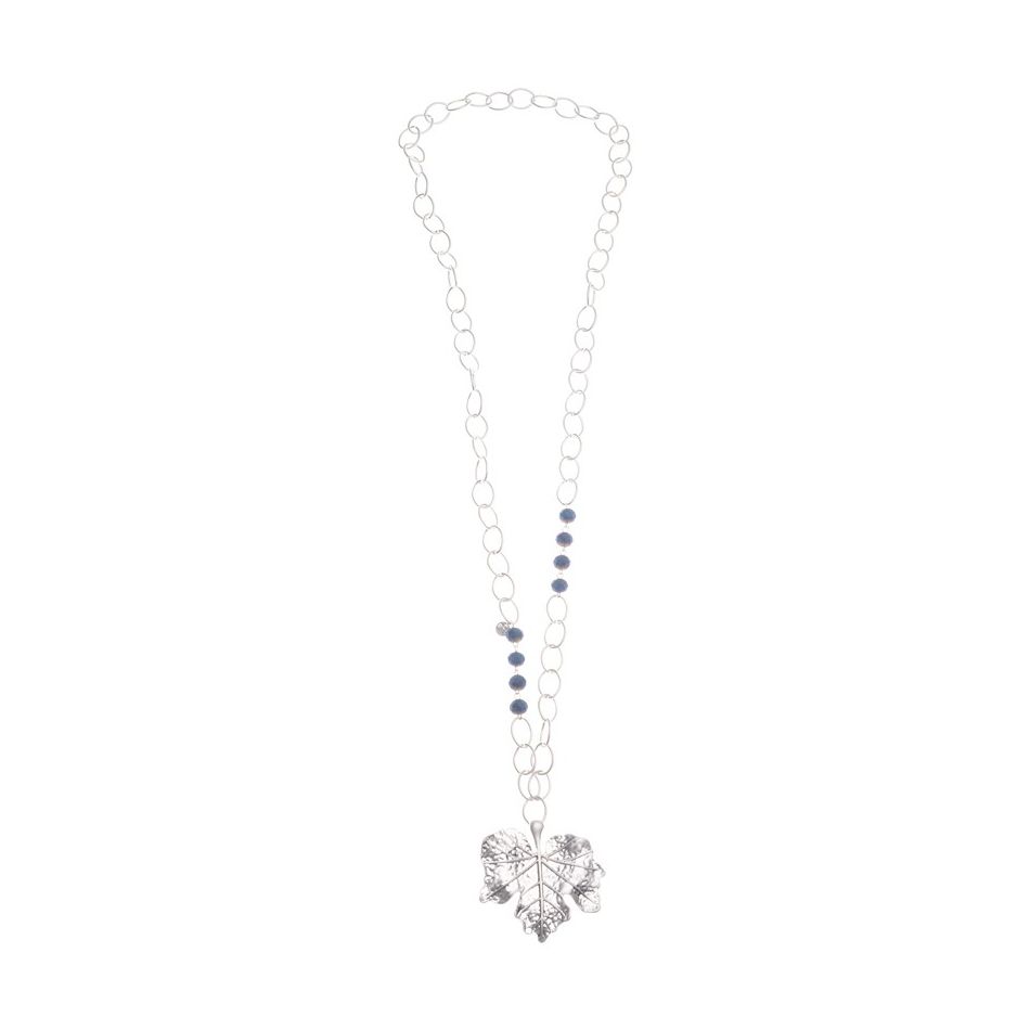 METAL LEAF PENDANT LONG NECKLACE