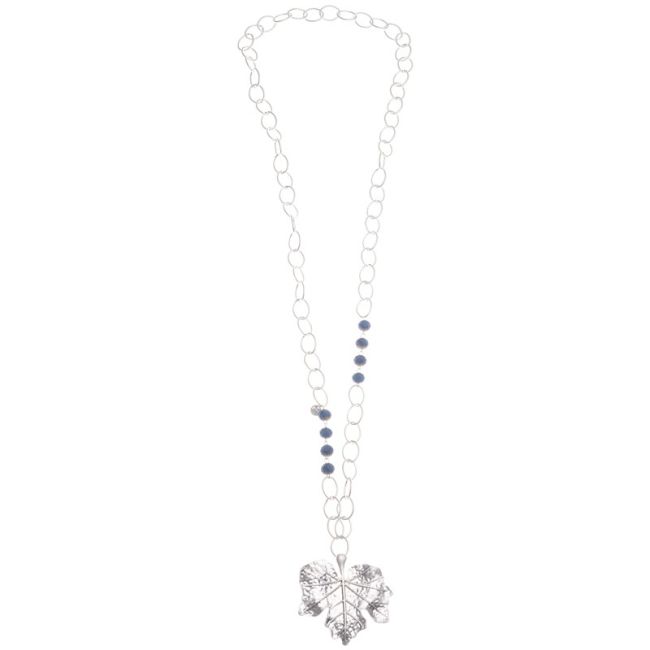 METAL LEAF PENDANT LONG NECKLACE