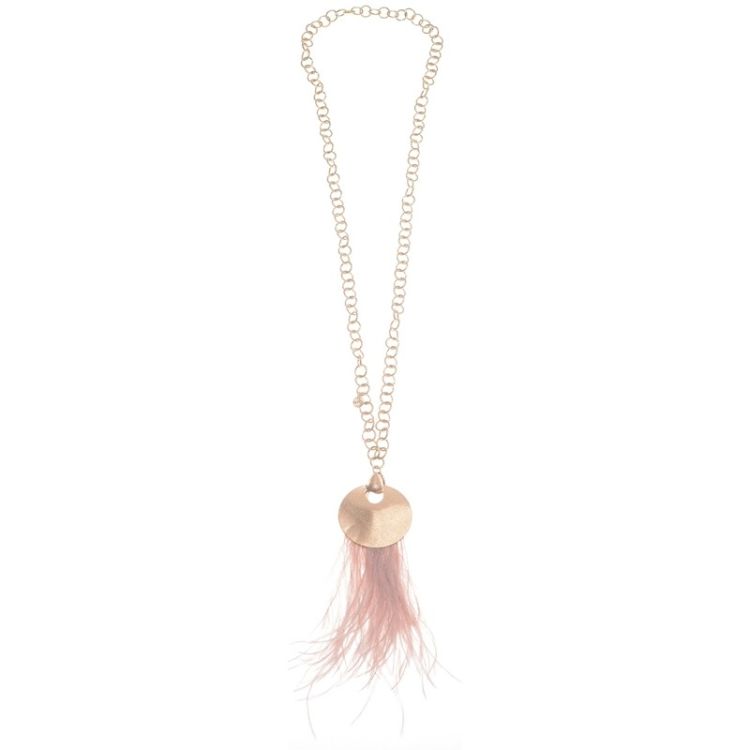 COLLAR LARGO COLGANTE METAL PLUMAS