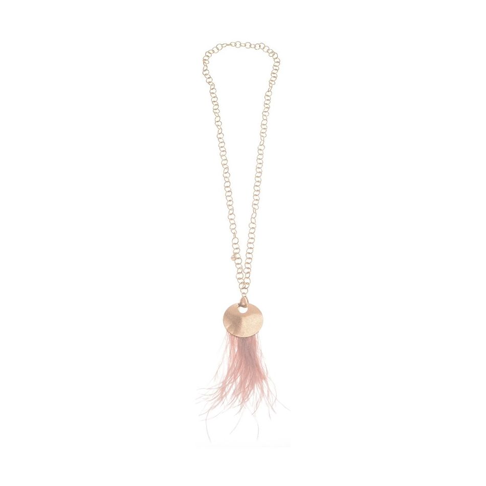 LONG NECKLACE PENDANT METAL FEATHERS