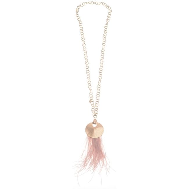 COLLAR LARGO COLGANTE METAL PLUMAS