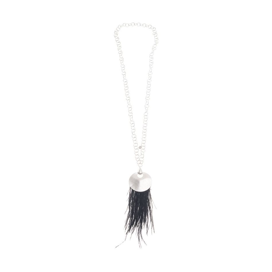 COLLAR LARGO COLGANTE METAL PLUMAS