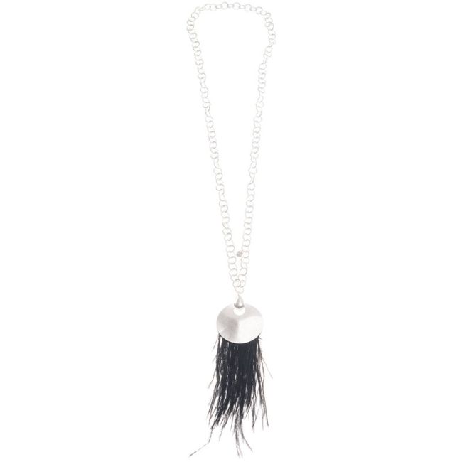 COLLAR LARGO COLGANTE METAL PLUMAS