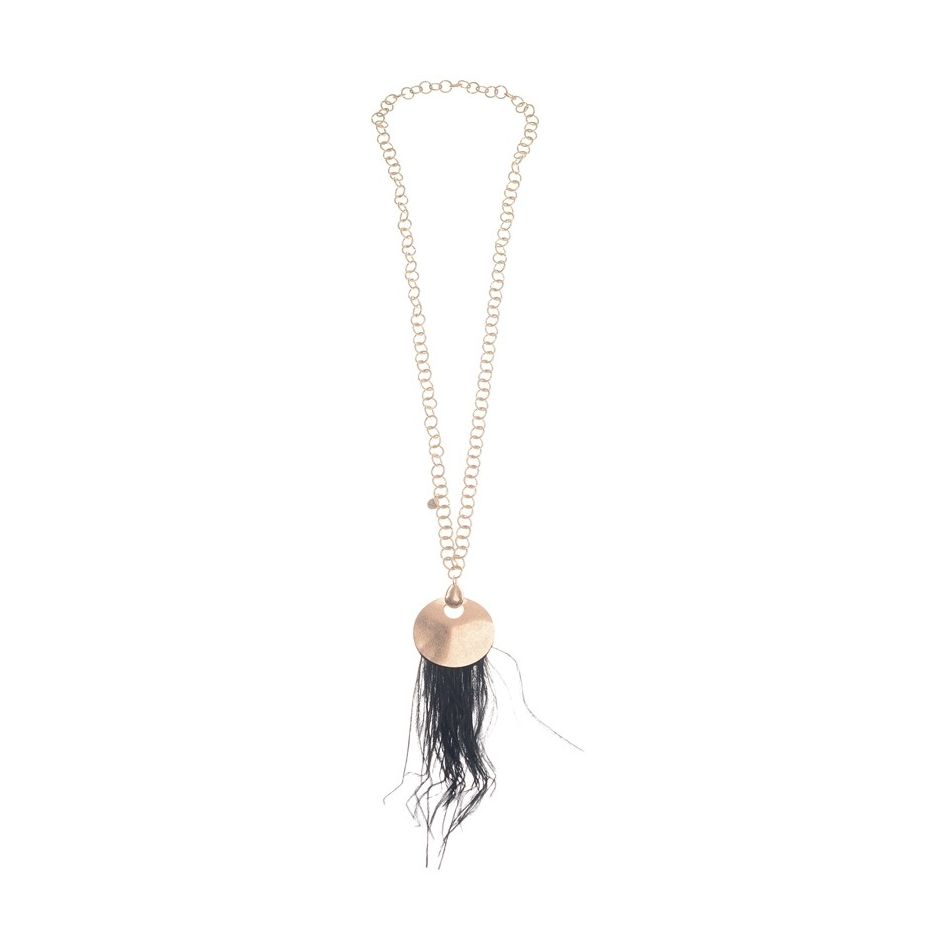 COLLAR LARGO COLGANTE METAL PLUMAS