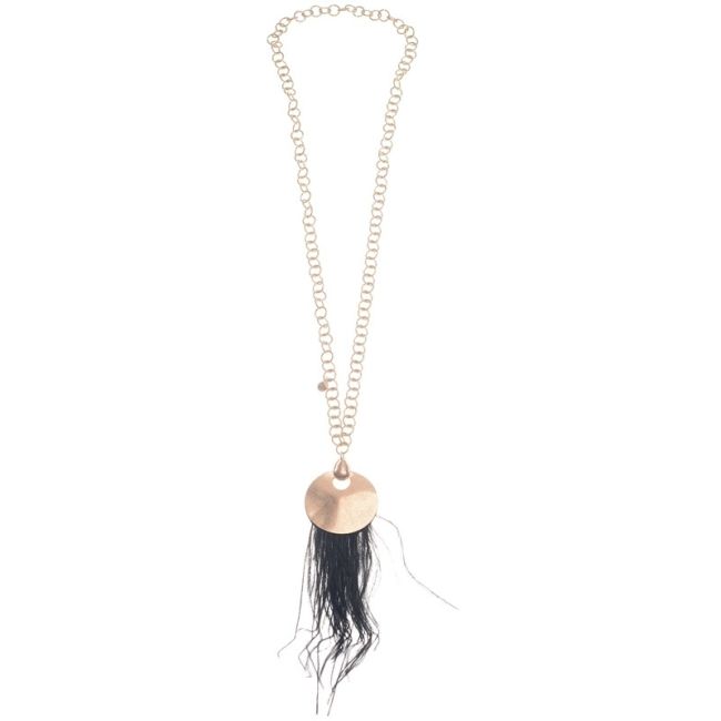 COLLAR LARGO COLGANTE METAL PLUMAS