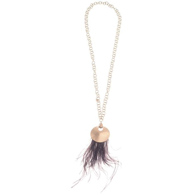 COLLAR LARGO COLGANTE METAL PLUMAS
