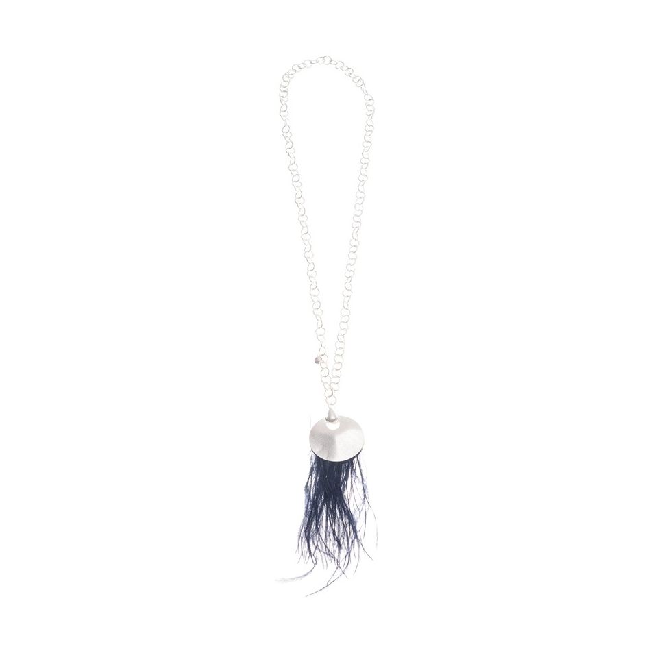 COLLAR LARGO COLGANTE METAL PLUMAS