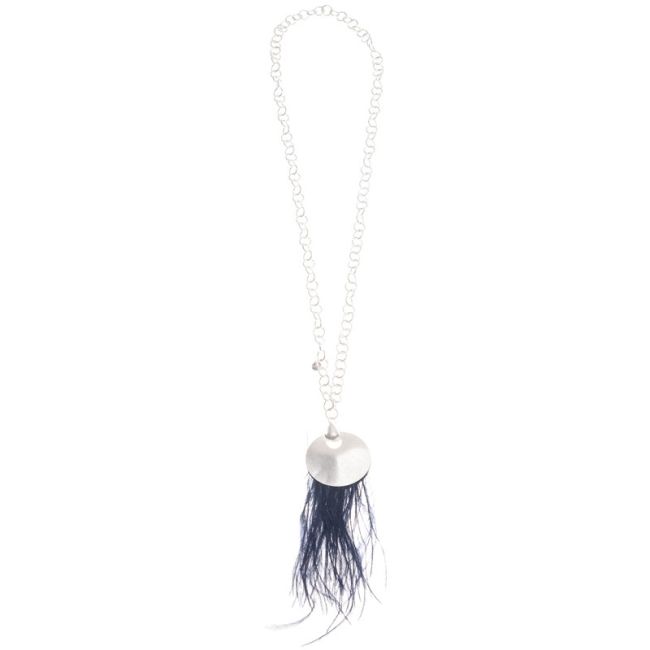 COLLAR LARGO COLGANTE METAL PLUMAS