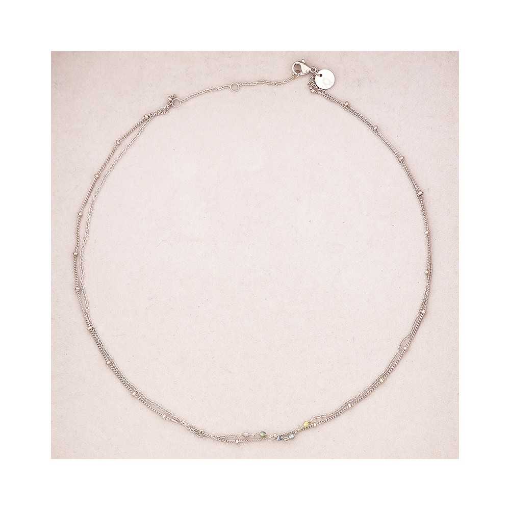 STONE CHAIN STEEL SHORT NECKLACE