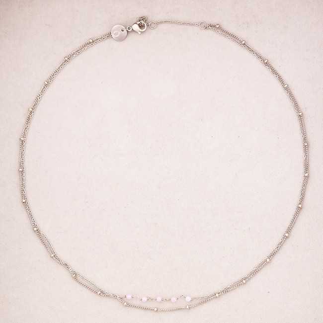 STONE CHAIN STEEL SHORT NECKLACE