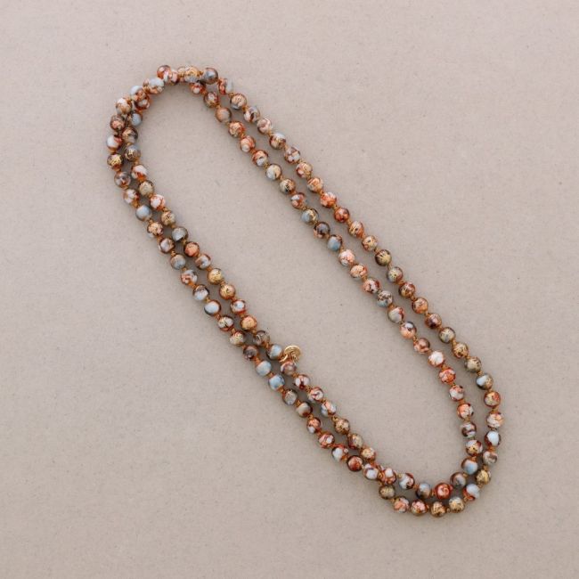 LONG NECKLACE PRINTED BALLS KNOTS 1.2M*8MM