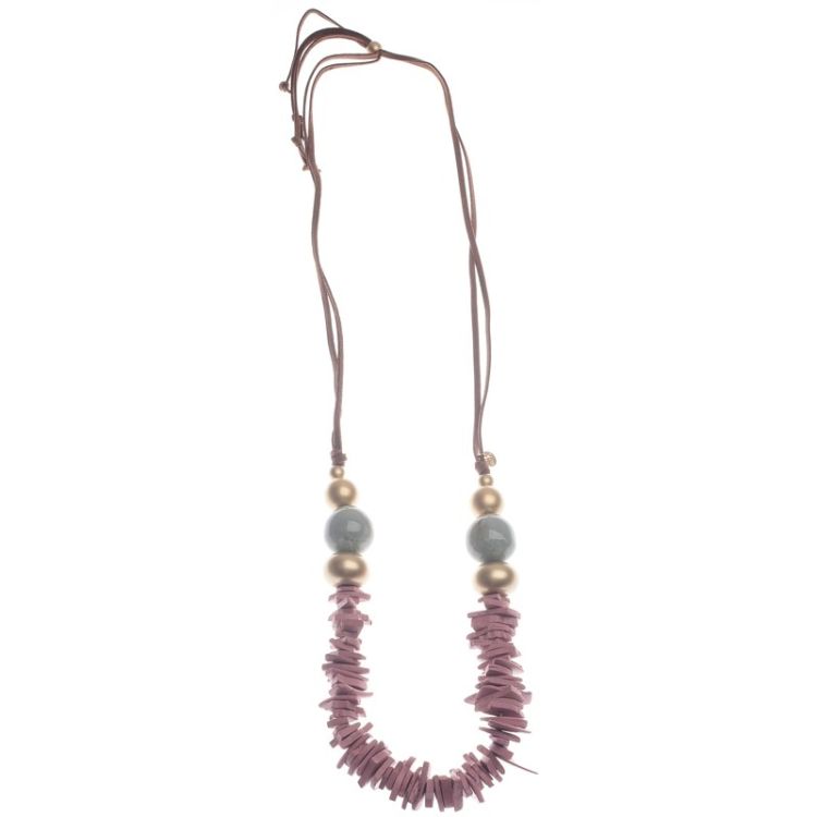 COLLAR LARGO CUENTAS RESINA COCO COLOR