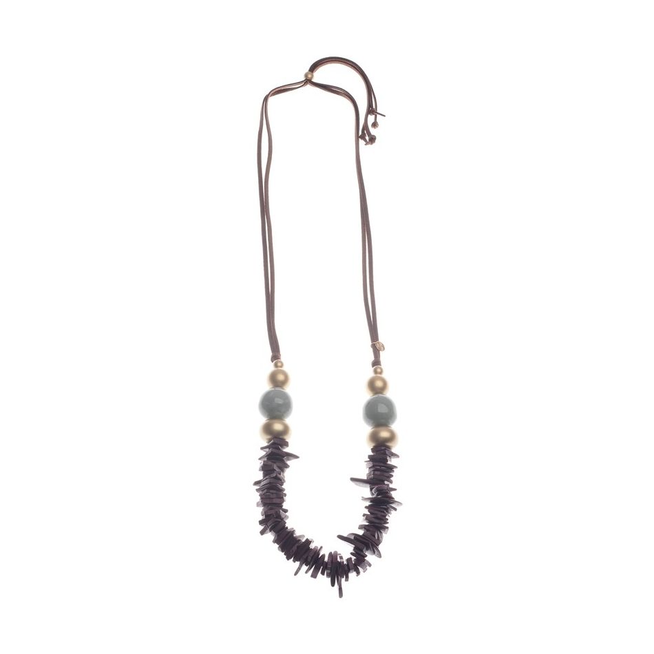 COLLAR LARGO CUENTAS RESINA COCO COLOR