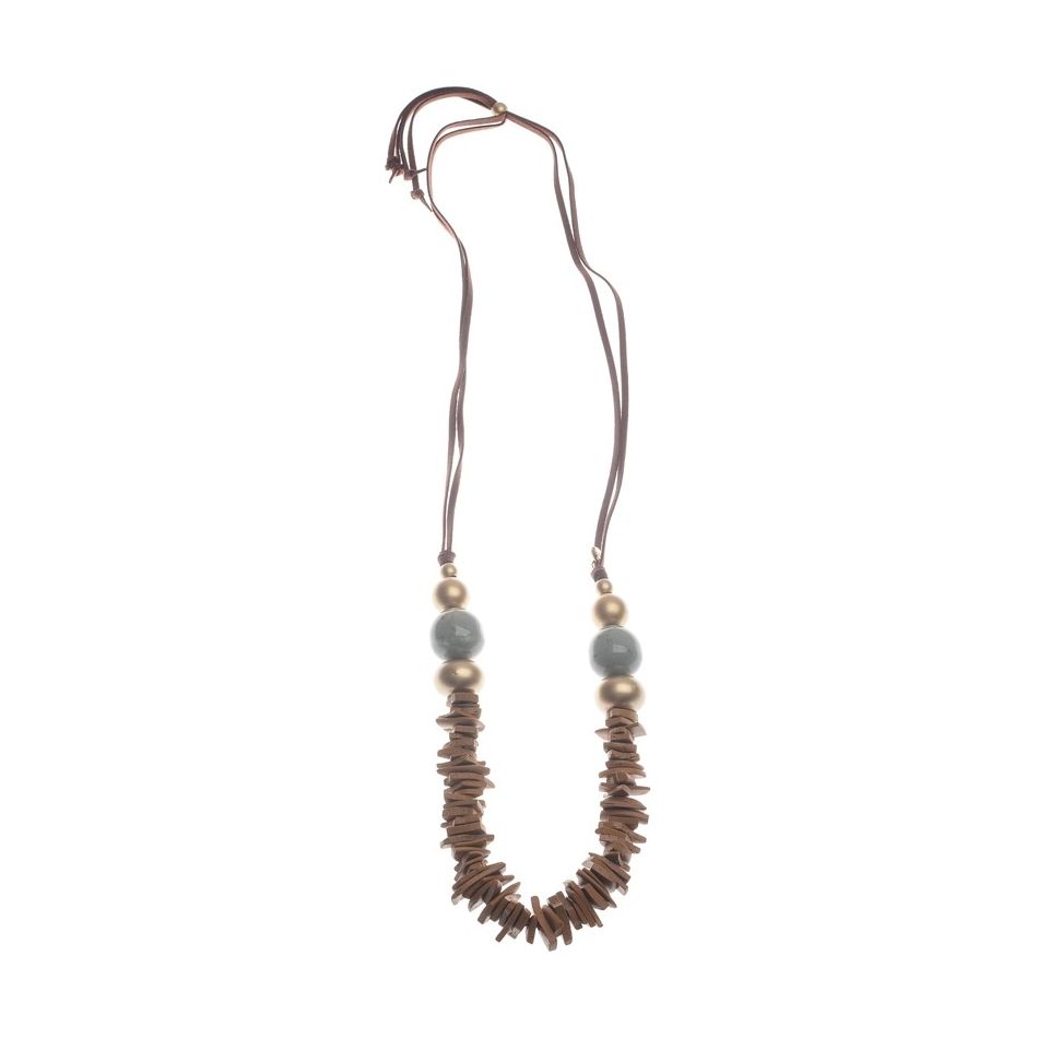 COLLAR LARGO CUENTAS RESINA COCO COLOR