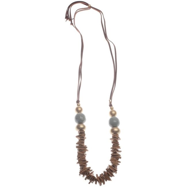 COLLAR LARGO CUENTAS RESINA COCO COLOR